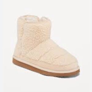Old Navy Kids Cozy Sherpa Faux Fur Lined Ankle Boots, Natural Beige Size 3